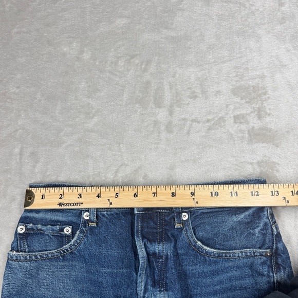 Everlane The Cheeky Jean Raw Hem Dark Blue Button Fly Jean Shorts Size 25 - Picture 2 of 15